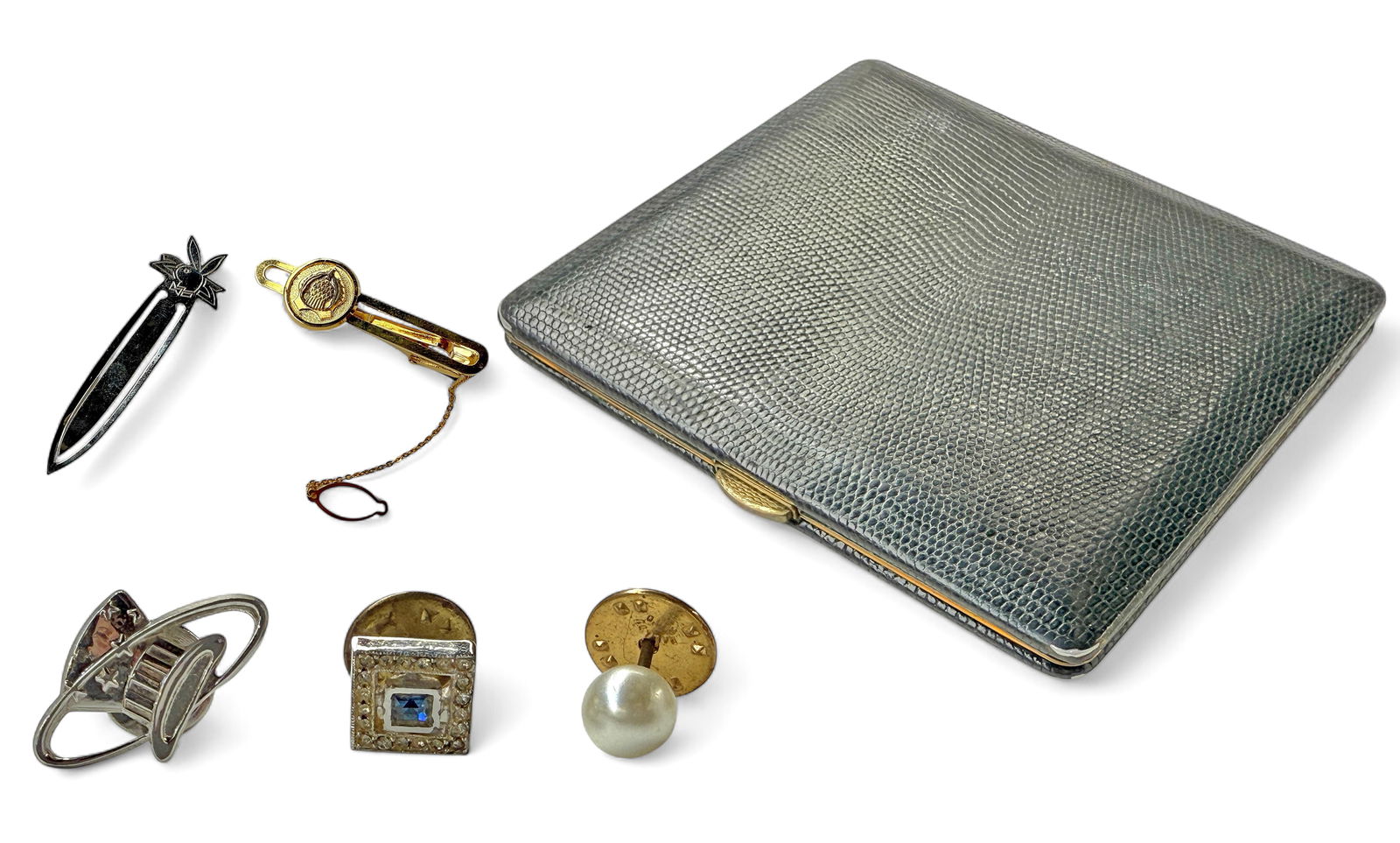 Vintage Dunhill Cigarette Case & Tie Clips & Pins. (1 of 5)