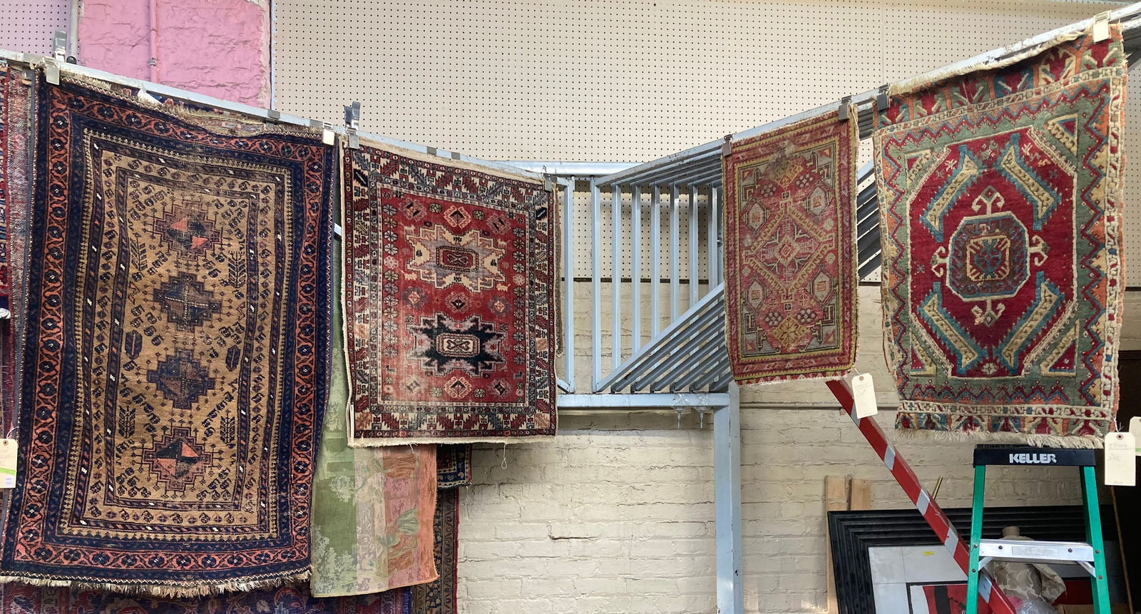 Lot of 4 Caucasian Type Geometric Rugs, As Is. (1 of 9)