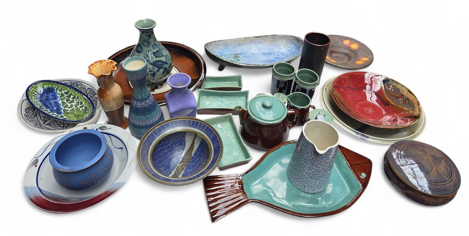 Large Lot of Mostly Sgd. Ceramic Bowls, Vases, Etc (1 of 4)