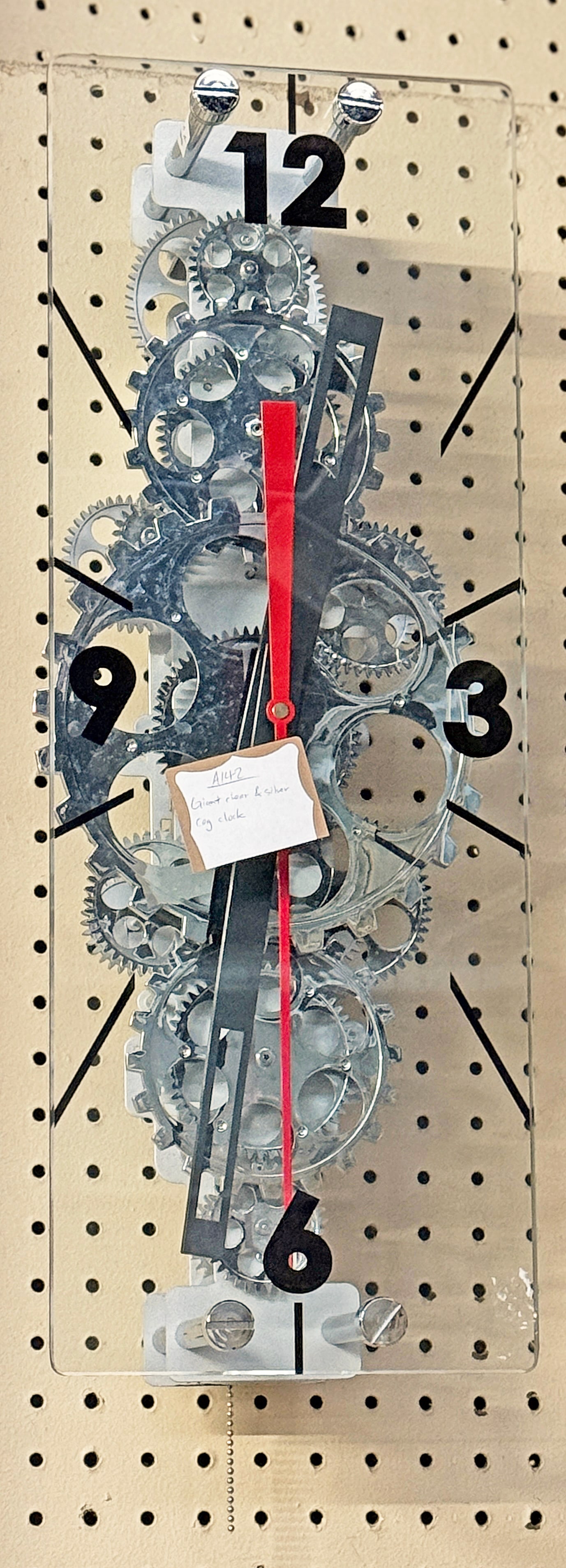 Wall Mounted Skeleton See-Through Cog Clock. (1 of 4)