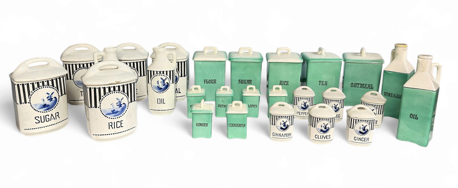 Vintage Czech Ceramic Canisters - Lighthouse, Teal (1 of 6)