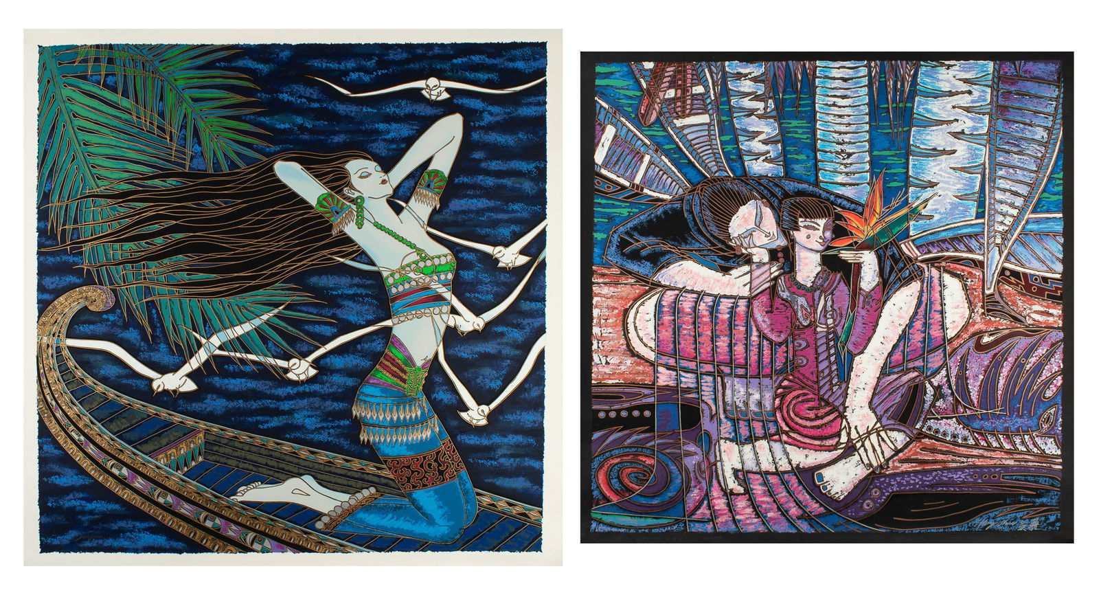 Two Unframed Prints - Wu Jian & Adrian Wong Shue.: This lot contains two large, unframed prints: "Sea Breeze", a limited edition serigraph by Wu Jian (Chinese, 20th Century), and "Tomorrow's Dream", a limited edition serigraph by Adrian Wong Shue (Chi