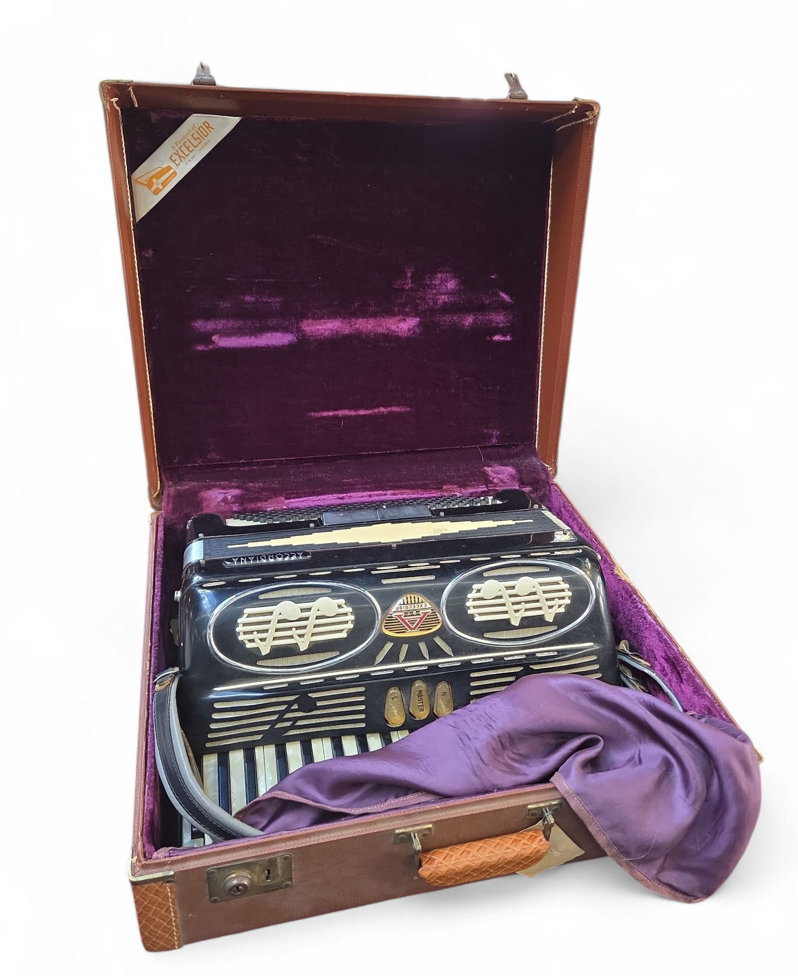 Excelsior Accordiana Accordion, Black, with Case. (1 of 5)