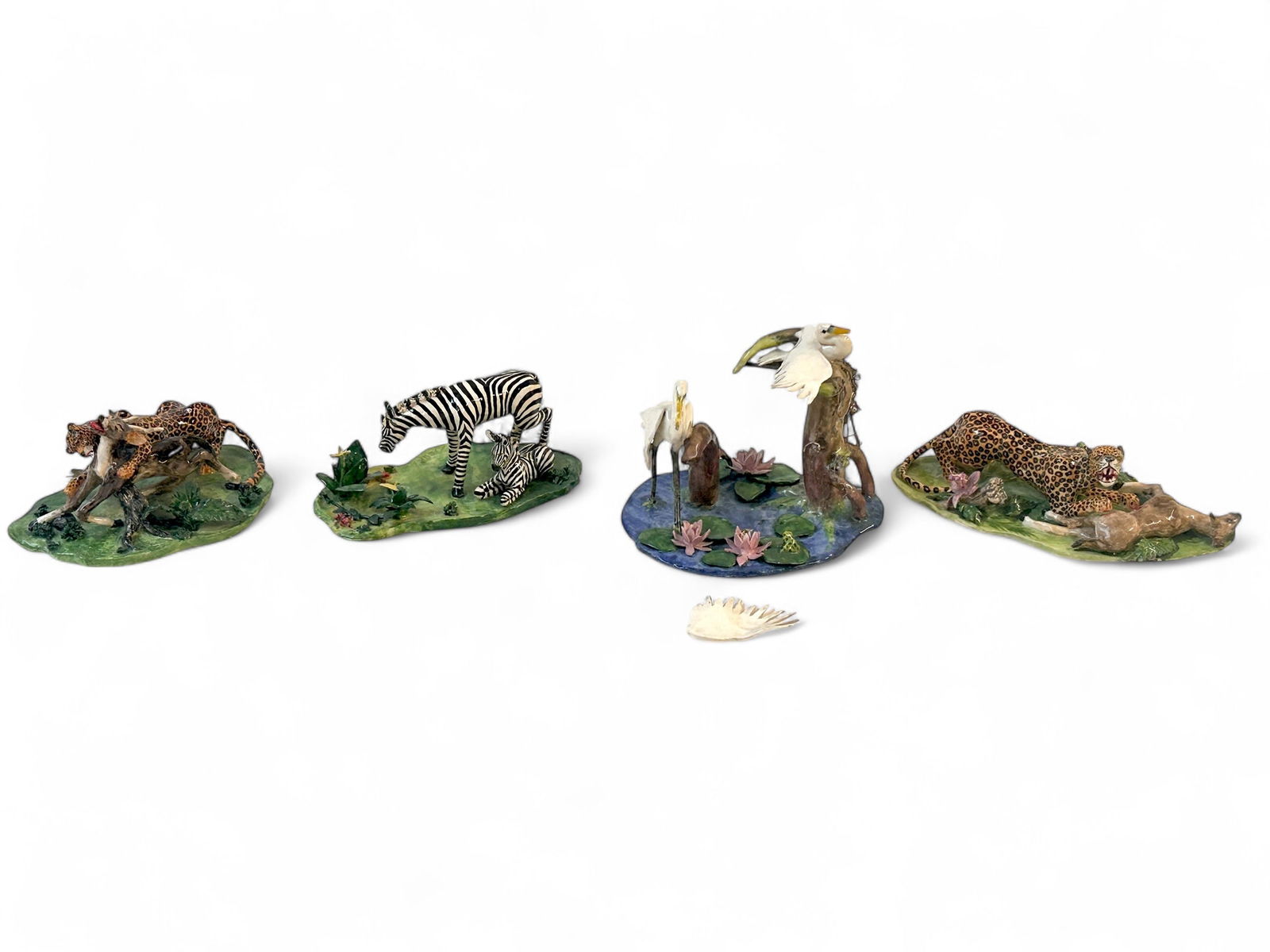 Lot of 4 Porcelain Wild Animal Figural Groups. (1 of 20)