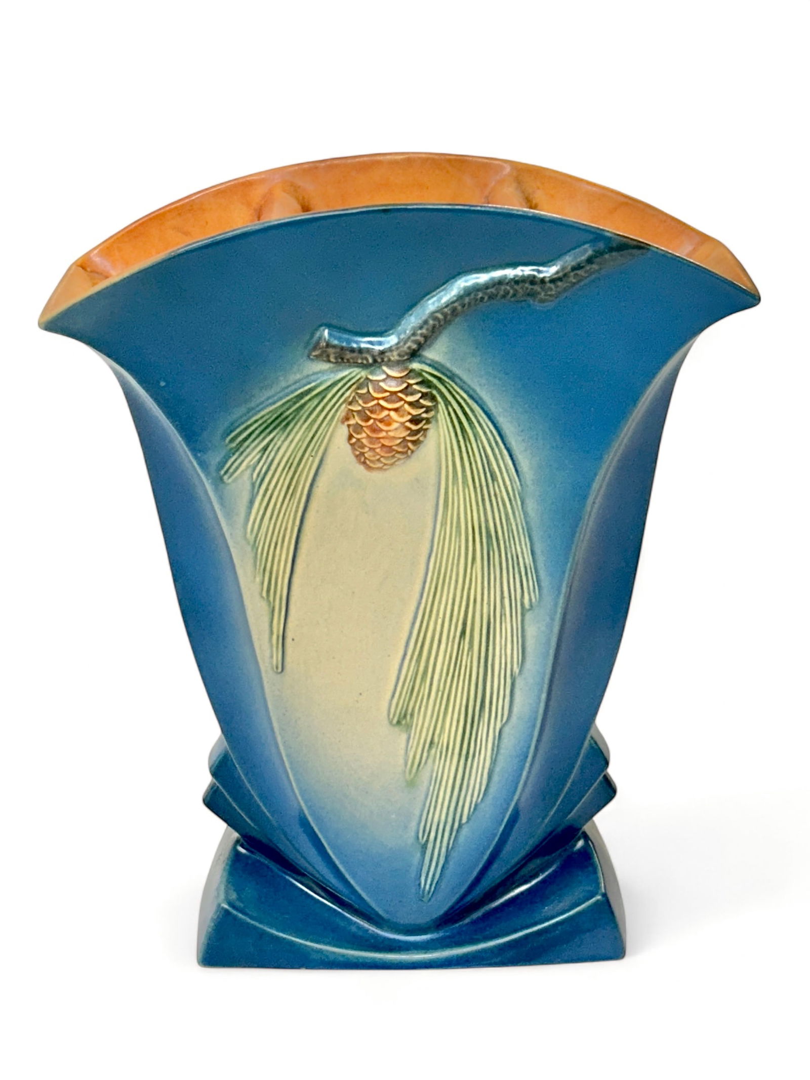 Roseville Pottery 492-12 Blue Pinecone Vase. (1 of 8)