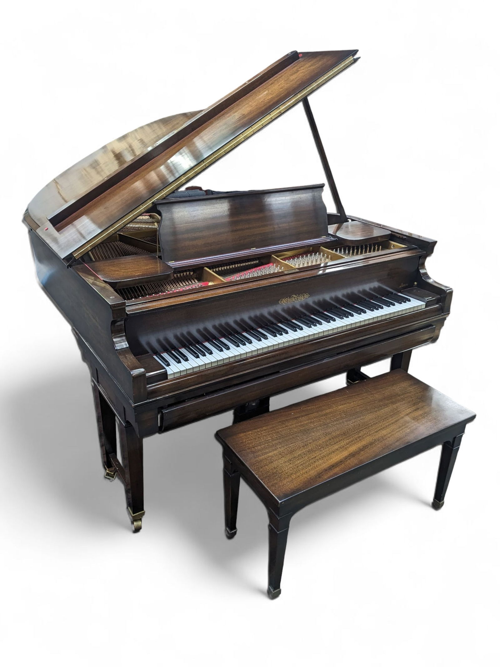 Chickering Ampico Reproducer Grand Player Piano.: The piano measures 5' 7" long, has a serial number of 133122, and was originally produced around 1920-21. It has since been rebuilt, and is in overall good condition. It comes with a recent profession