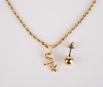 14K Gold Necklace with Chicago White Sox Pendant.
