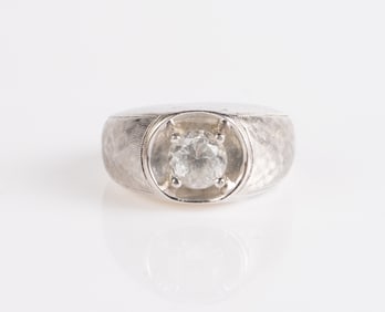 10K White Gold Ring w/ Clear Stone, Kimberly.