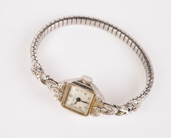 Wittnauer 14K White Gold & Diamond Ladies' Watch.