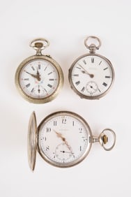 Lot of 3 Pocket Watches Inc. 2 Silver Pcs.