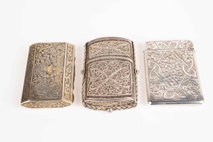 Lot of 3 Sterling Silver Cigarette or Card Cases.