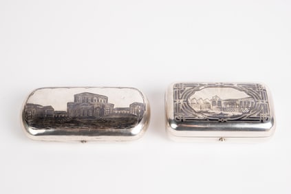 Two Russian Silver Niello Cigarette Cases.