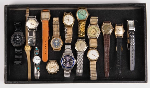 Lot: 16 Wristwatches, inc. Richard Begay 925 Band.