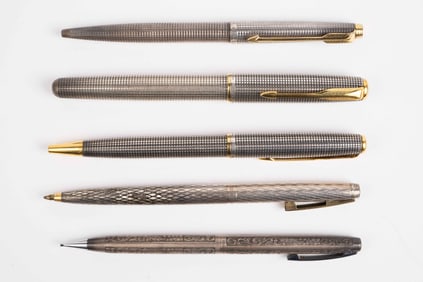 Lot of 5 Vintage Sterling Pen & Pencil Cases.