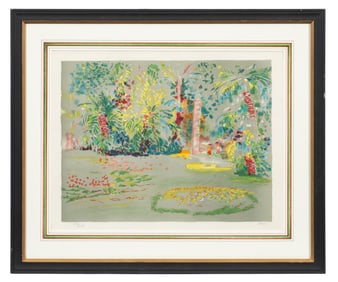 Tropical Landscape Lithograph by Fred Klein.