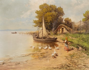Laszlo Neogrady, Painting of Fisherman's Cove.