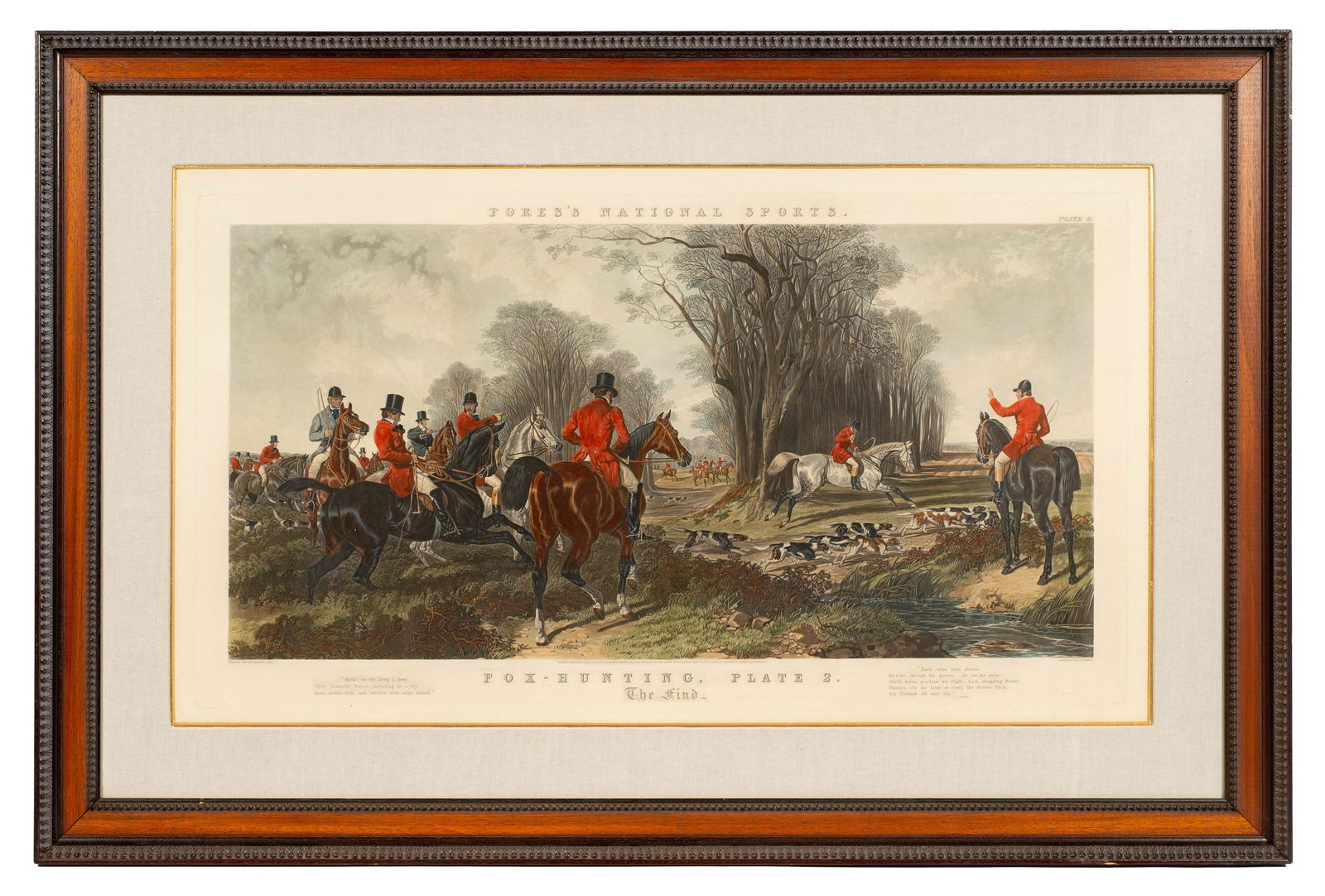 Large J. Harris Engraving - Fox Hunting Plate 2.: An Engraving "Fox Hunting Plate 2", engraved by J. Harris , from the Original Painting by J. Harris. It was Published in London, and dated April 12th, 1852. The Engraving is in very good condition, an
