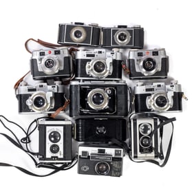 Lot of a Dozen Mid-Century Kodak Cameras.