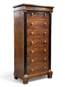 Italian 7 Drawer Empire Style Tall Boy Dresser