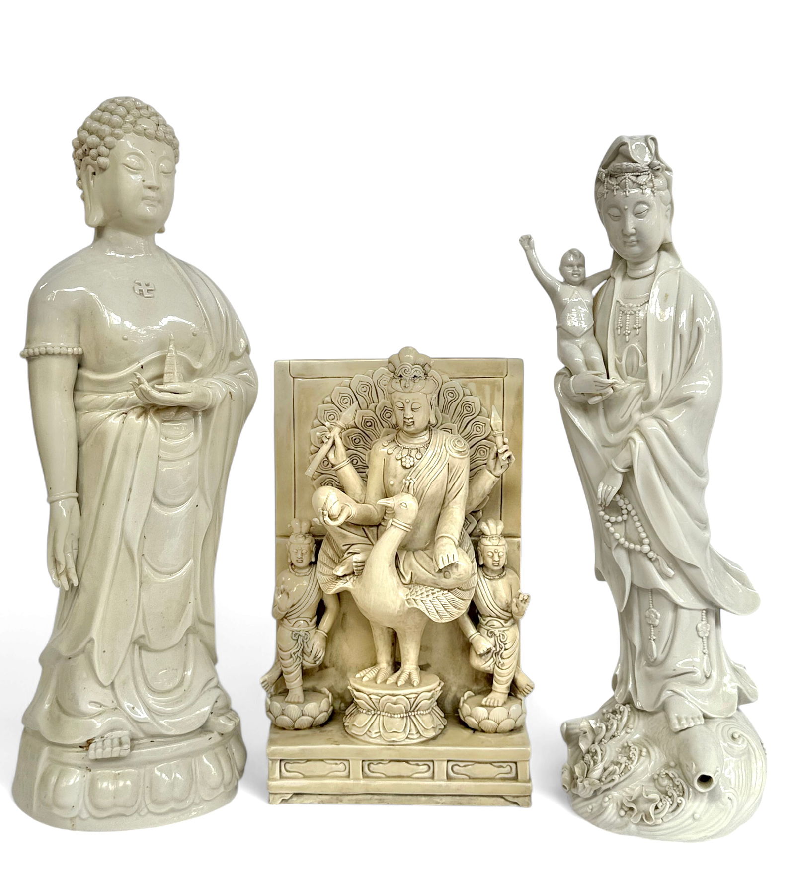 Lot of 3 Large Chinese Blanc de Chein Figures. (1 of 16)