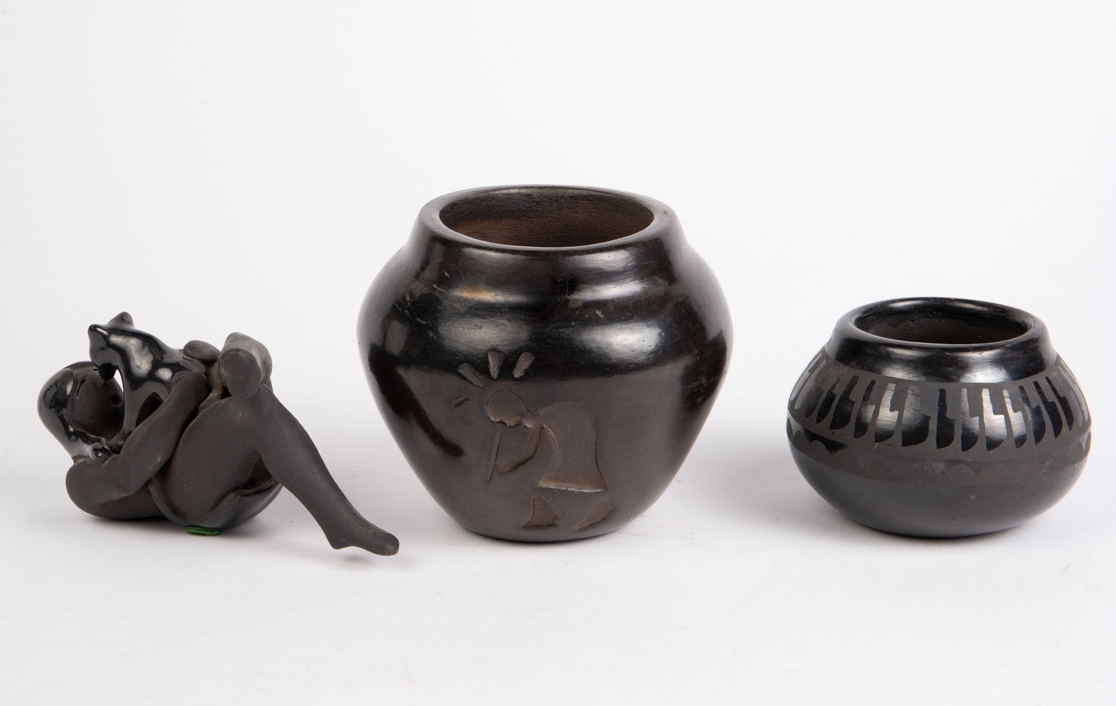 Lot of 3 Santa Clara Pottery Black Ware Pcs. (1 of 13)