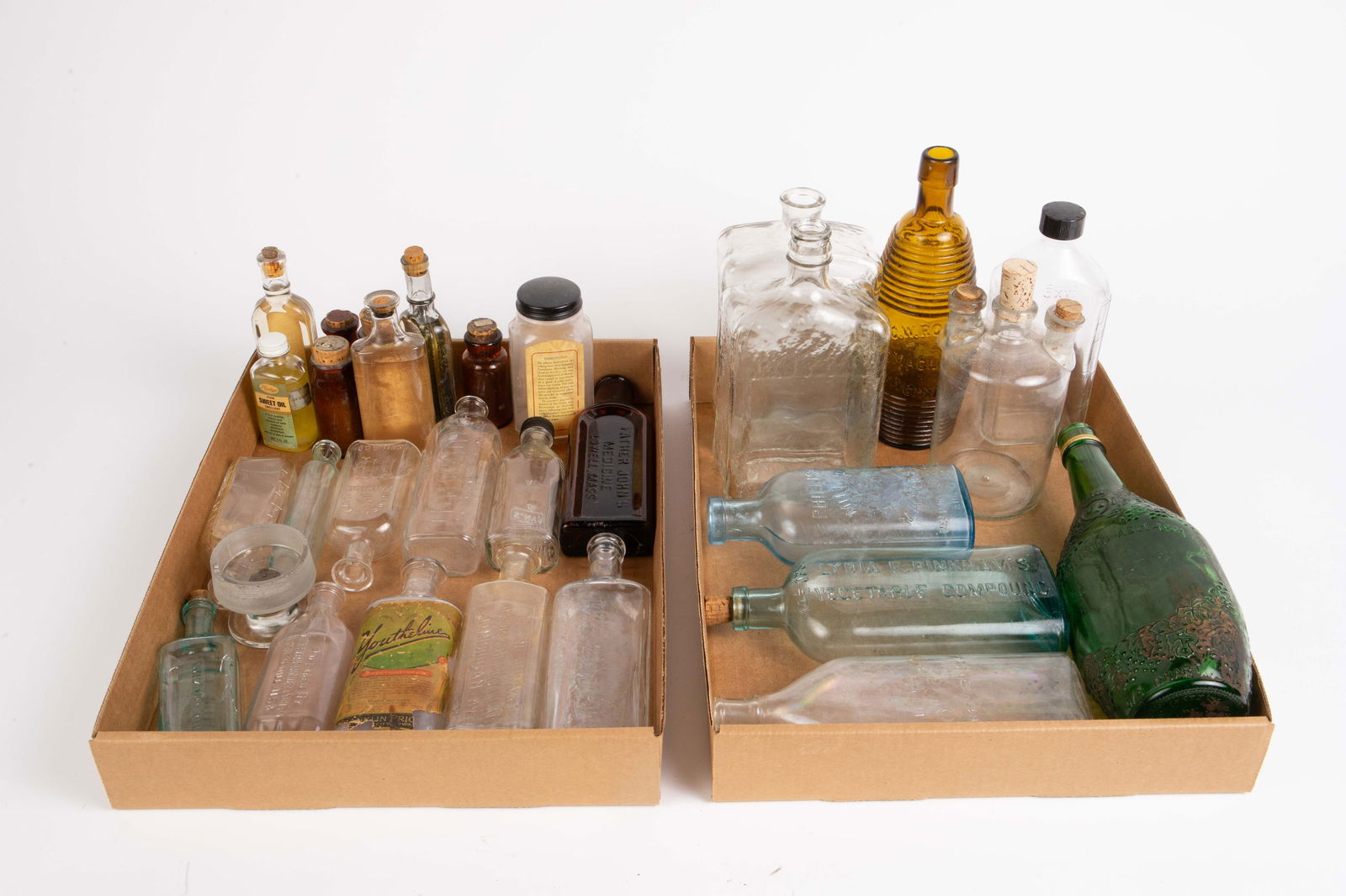 Collection of Antique Medicine Bottles, Some Full. (1 of 6)