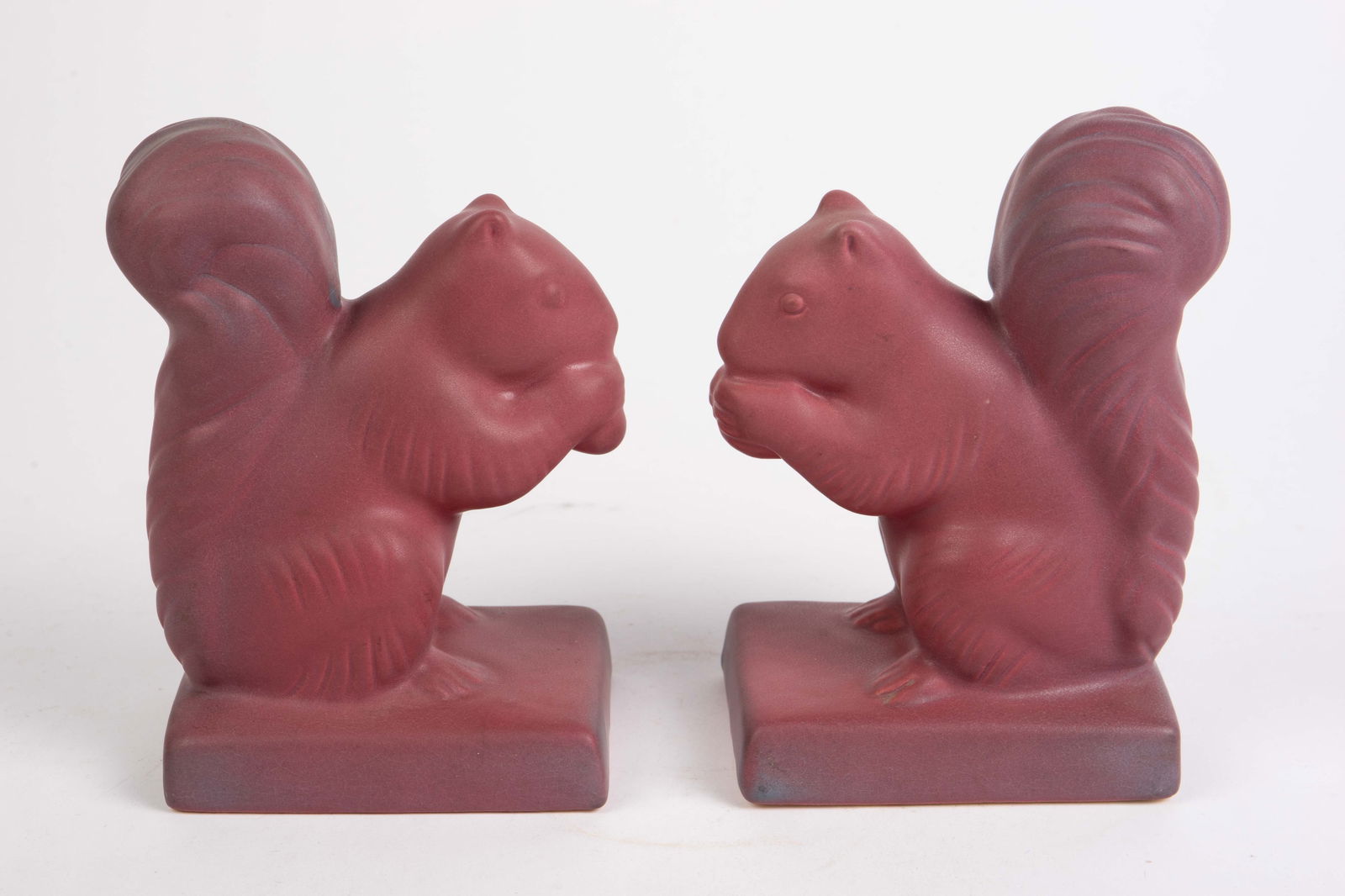 Pair of Van Briggle Mulberry Squirrel Bookends. (1 of 5)