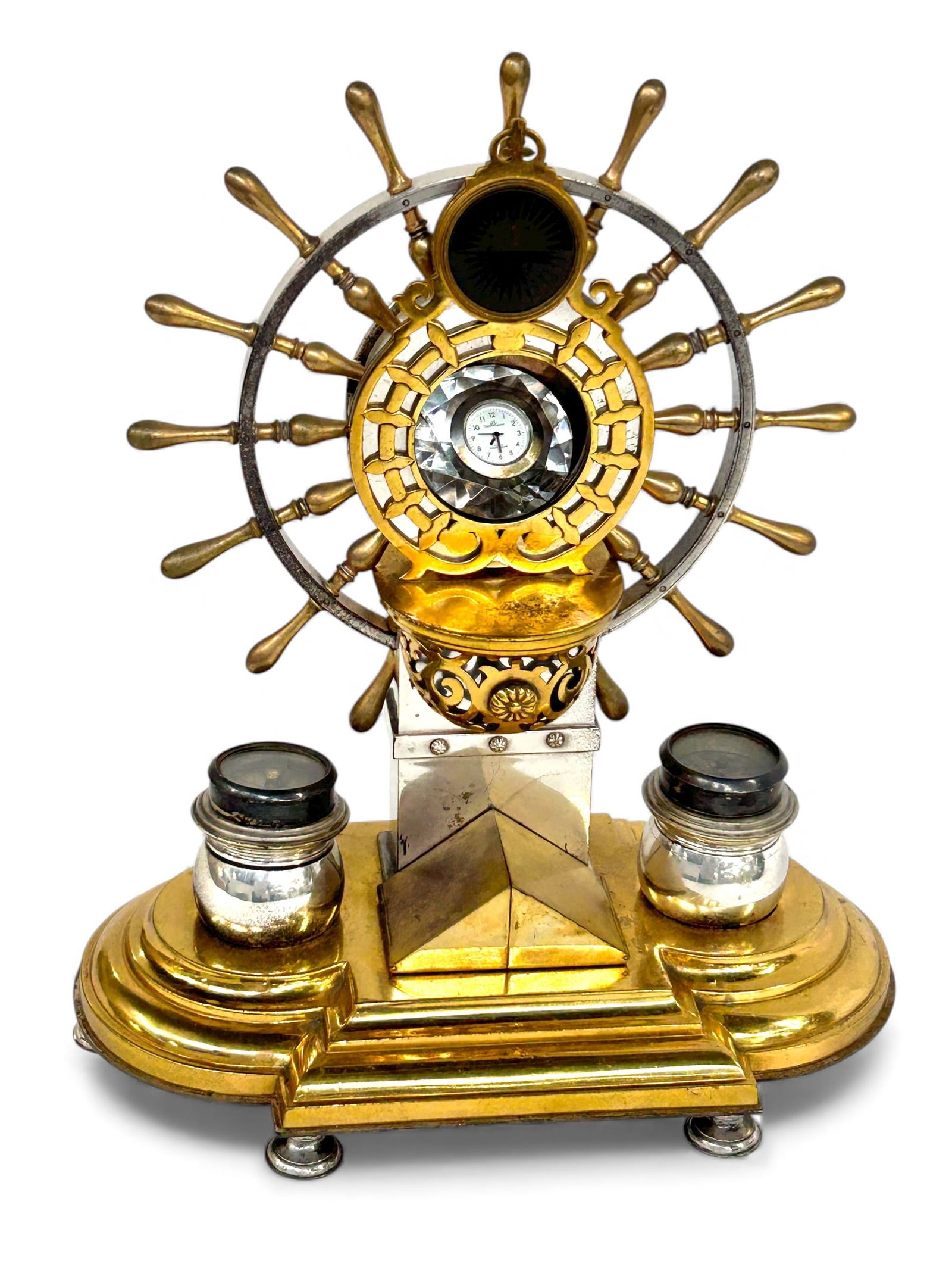 Old Brass Nautical Clock & Compass, A. Klein. (1 of 18)