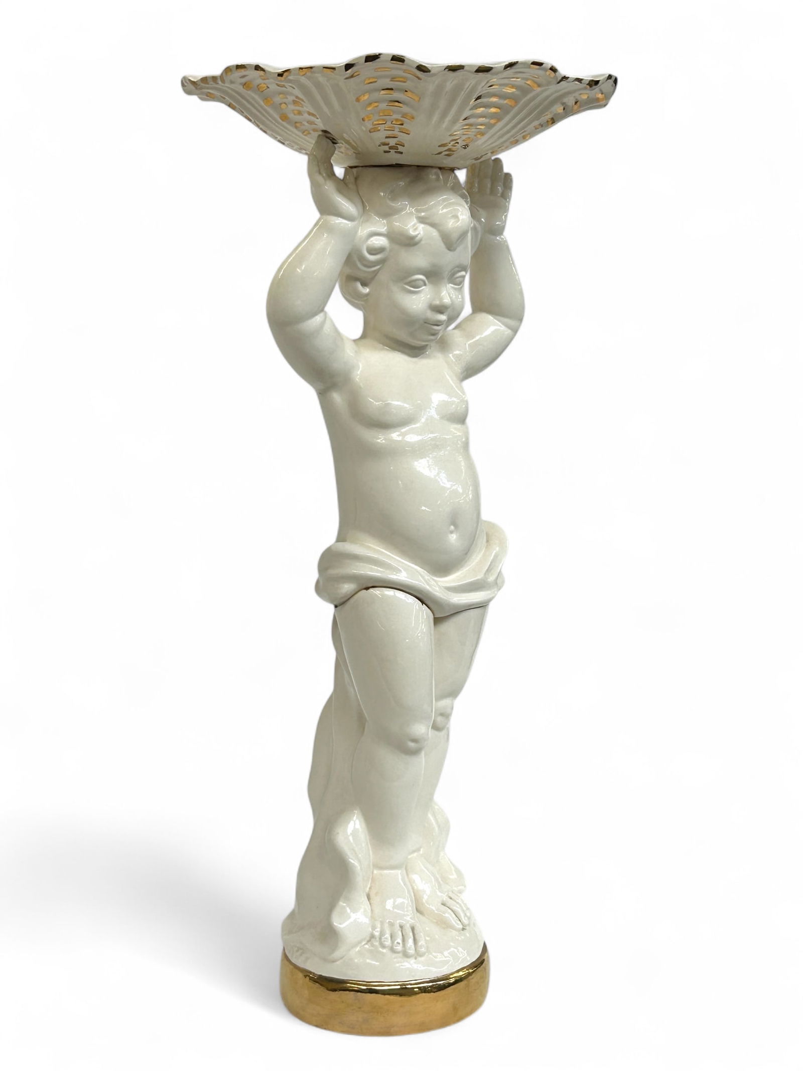 Porcelain Putti Holding Bowl Statue, Jamar Mallory (1 of 7)