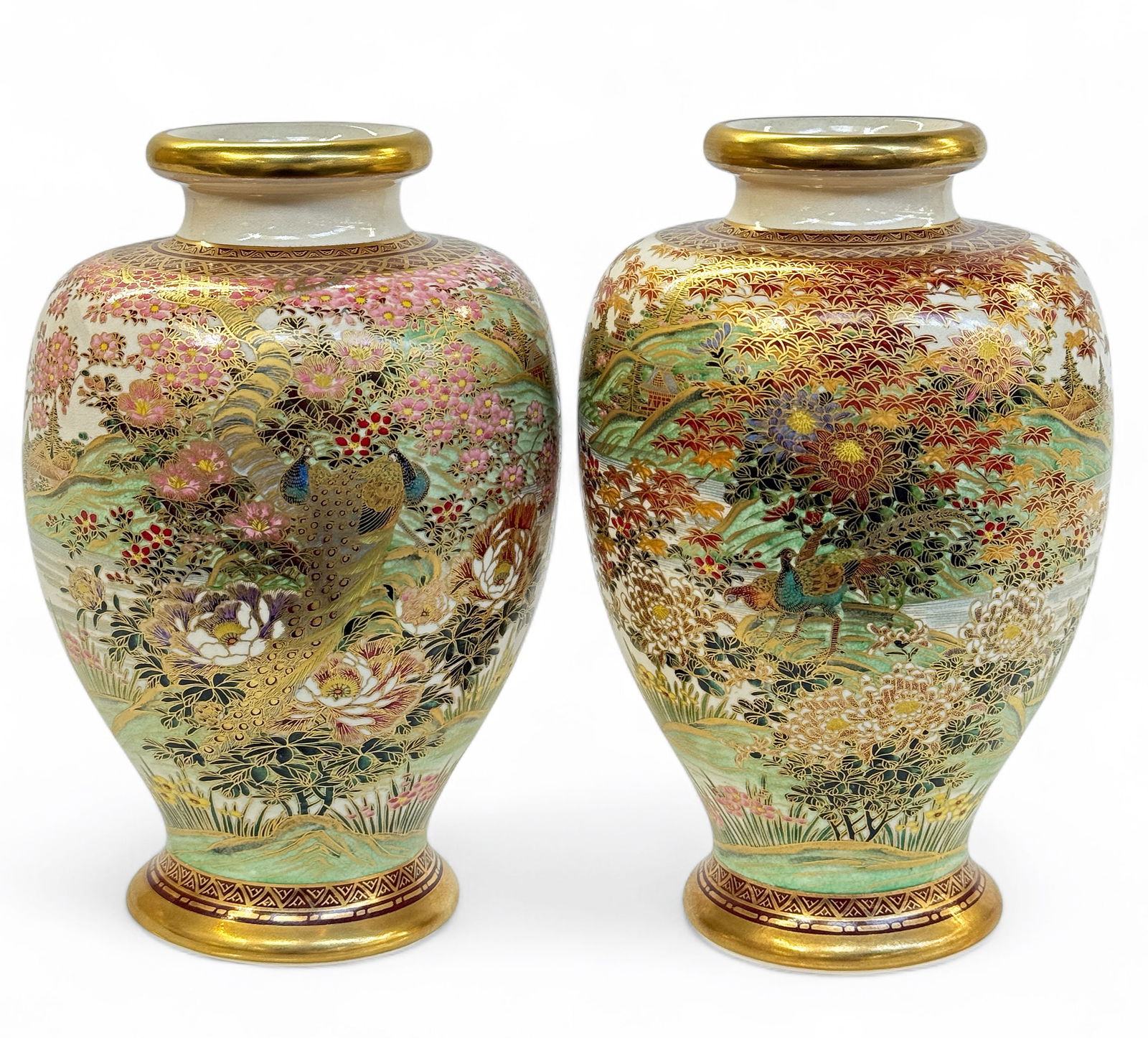 Pair of Fine Japanese Handpainted Satsuma Vases. (1 of 6)