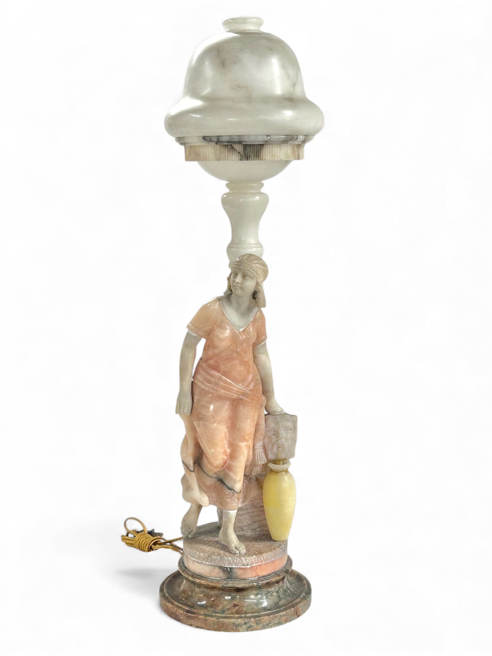 Italian Art Deco Alabaster & Marble Figural Lamp. (1 of 18)