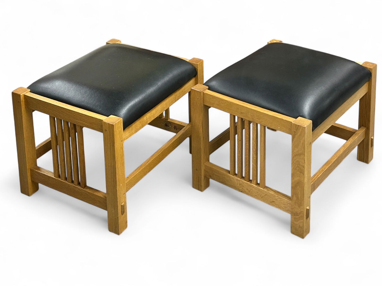Pair of Stickley Mission Oak Footstools. (1 of 9)