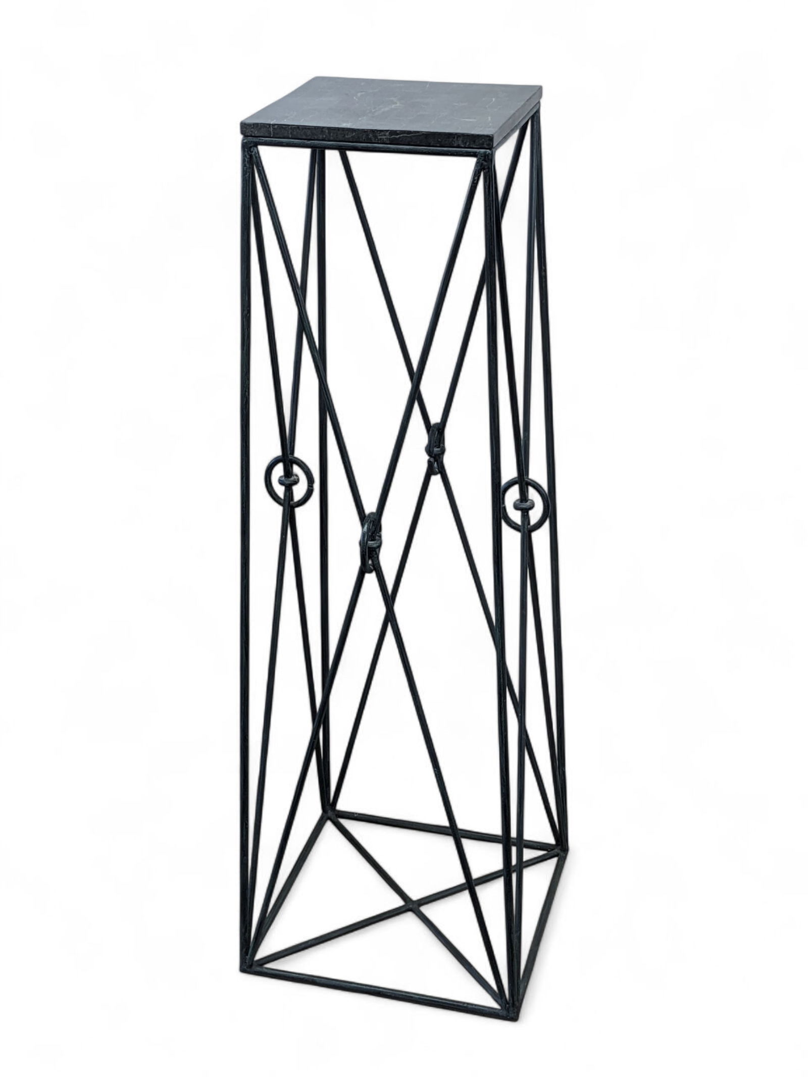 Maitland Smith Iron & Tesselated Marble Pedestal. (1 of 3)