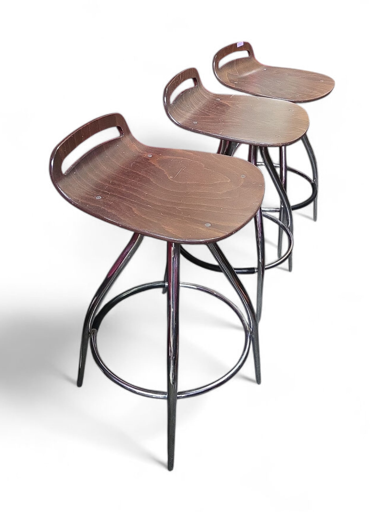 Three Wood & Chrome Italian Style Barstools. (1 of 3)