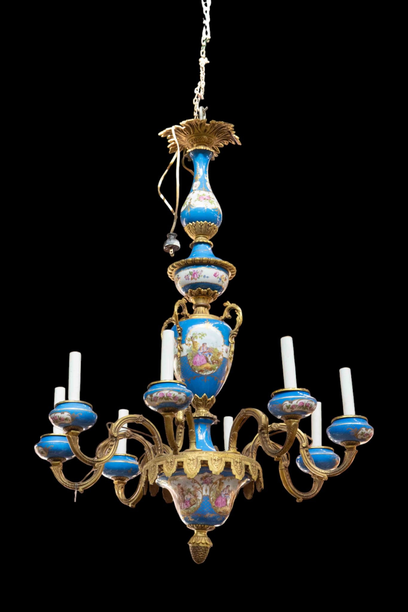 Ornate French Porcelain & Bronze Chandelier. (1 of 4)