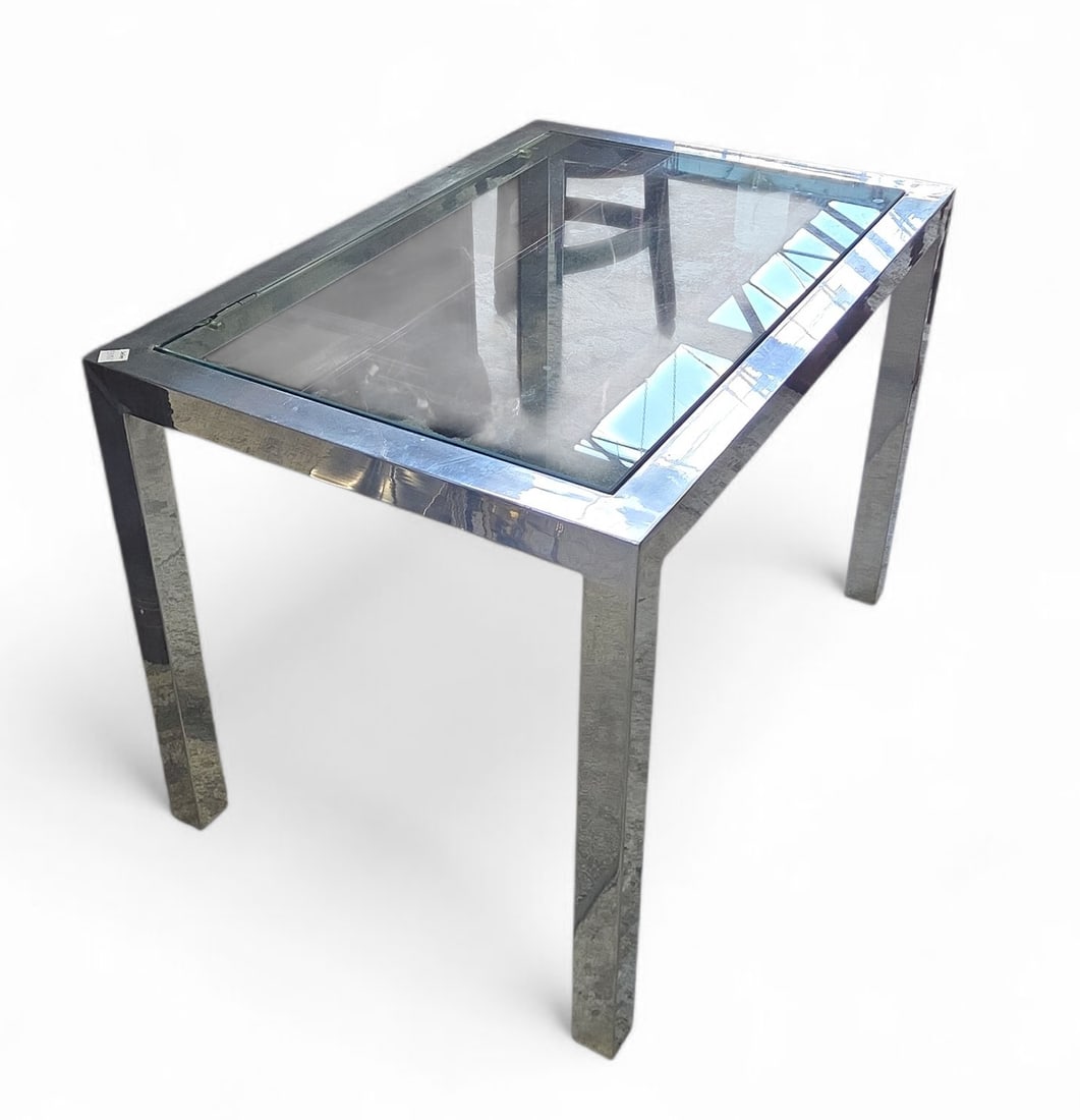 Mid Century Glass & Chrome Side Table. (1 of 3)