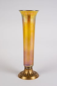 Tiffany Favrile Glass Vase w/Tiffany Furnaces Base