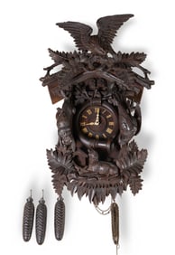 Black Forest Cuckoo Clock w/ Game & Hunting Dog.