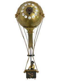 French Brass Ballooning Novelty Mystery Clock.