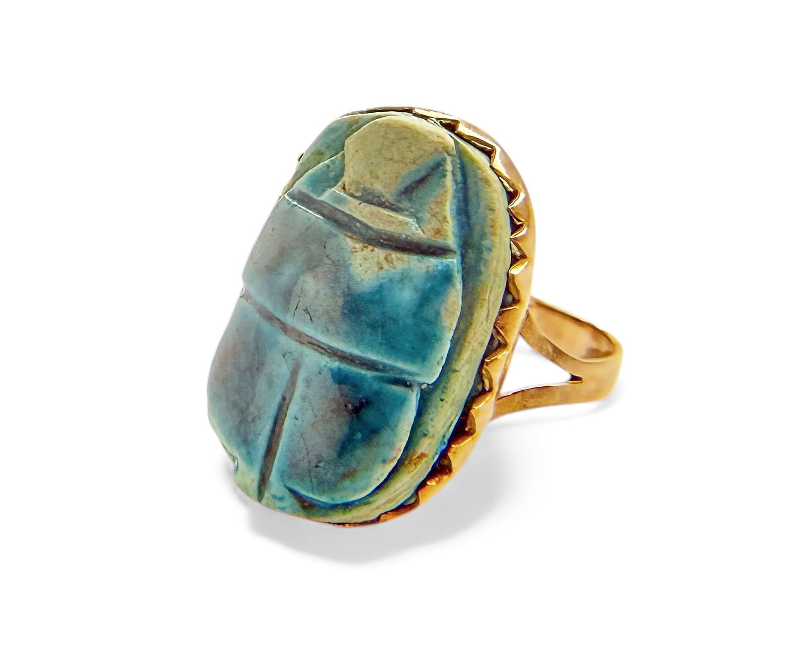 10K Yellow Gold Ring w/ Egyptian Scarab. (1 of 4)