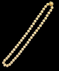 White Coral Necklace w/ 14K Gold Clasp.
