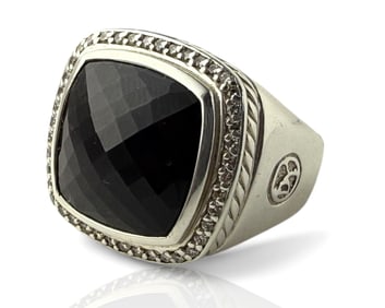 David Yurman Sterling, Onyx & Diamond Ring, Albion