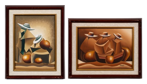 Pr. of Cubist Style Paintings, Sgd. Bravo Q.