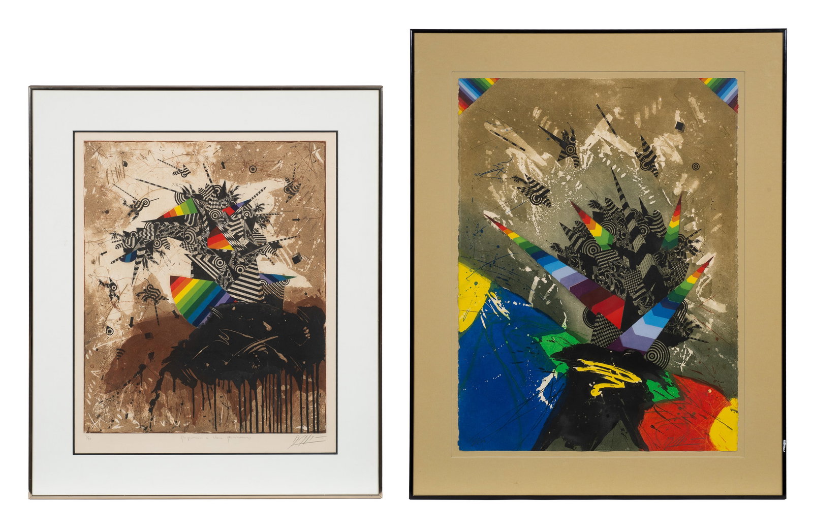Lot of Two Abstract Prints by Georges Dussau. (1 of 12)
