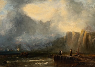 19th Century Stormy Maritime Scene Painting.
