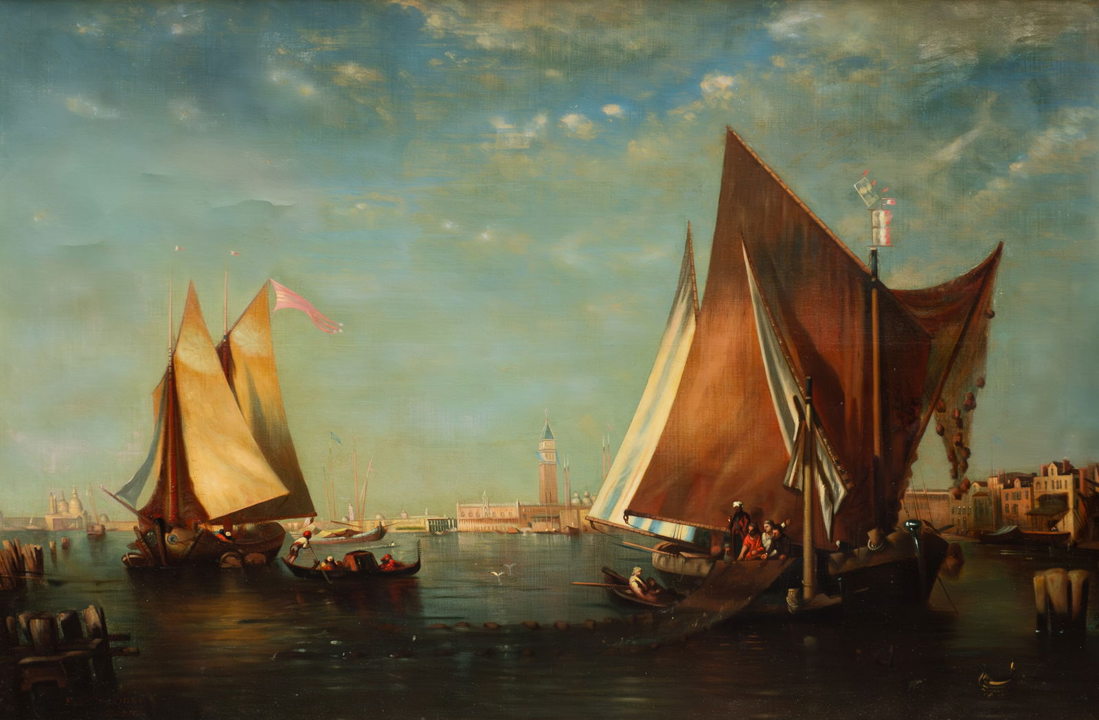 Lg. Venetian Canal Scene, Perkins After Felix Ziem (1 of 6)