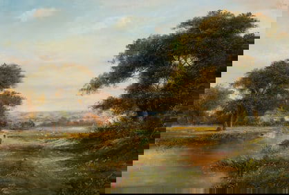 Antique Bucolic Landscape Painting, Unsigned.