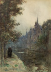 Street Scene with Lone Figure, Thomas Morley.