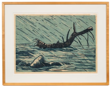 The Flood, Woodcut by Richard Bosman.
