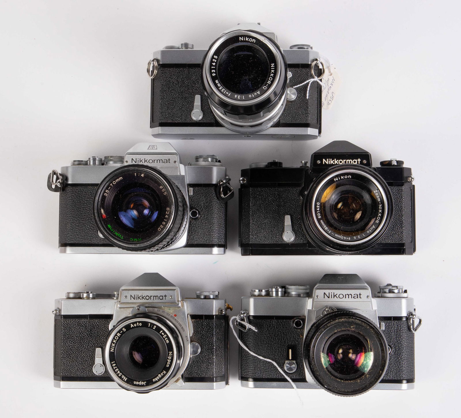 Five Nikon Nikkormat Cameras with Lenses. (1 of 5)